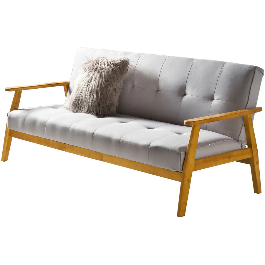 Bettsofa Fury Hellgrau, Natur Stoff B 190 T 85 cm Verstellbare Lehne - Material: Webstoff, Holz