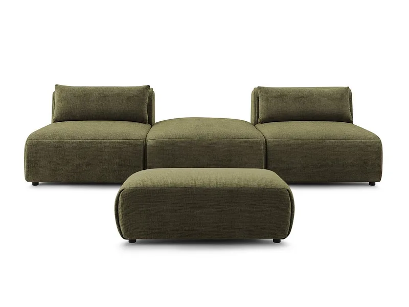3er Sofa mit Hocker BOBOCHIC JEANNE Stoff mit Textur grün