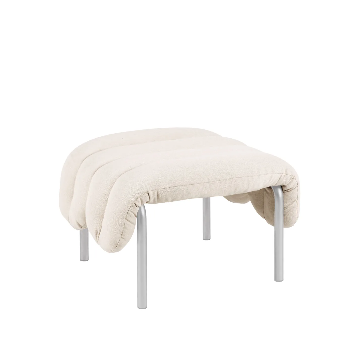 HEM - Puffy Ottoman - Natural/Stainless - Fotpallar - Faye Toogood - Silver,Beige - Bomull/Naturmaterial/Metall/Skum/Plast