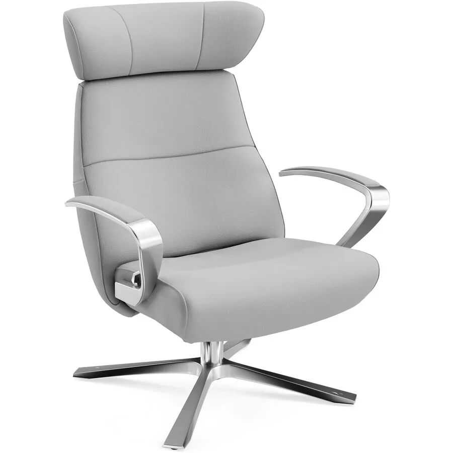 Conform Sessel Enno Hellgrau, Silber Leder, Aluminium T 163 B 81 H 99 cm - Möbel Konfigurator: Traummöbel individuell zusammenstellen