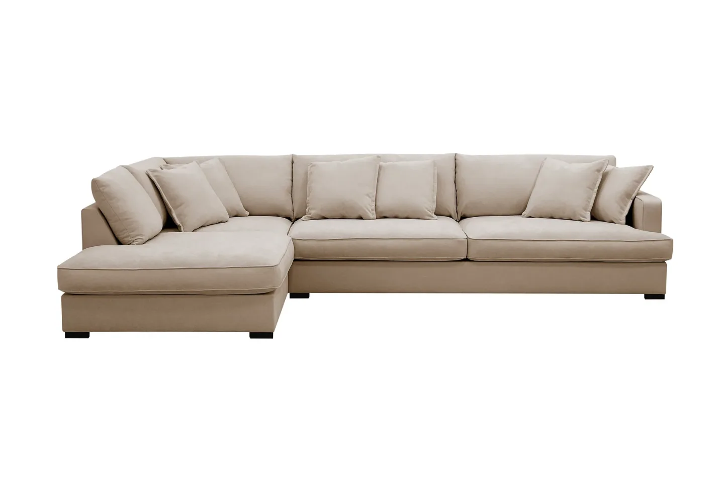 Rossita Lyx 4-sits Vänstervänd L-formad Extra Djup Schäslongsoffa i Tyg - Beige Tyg