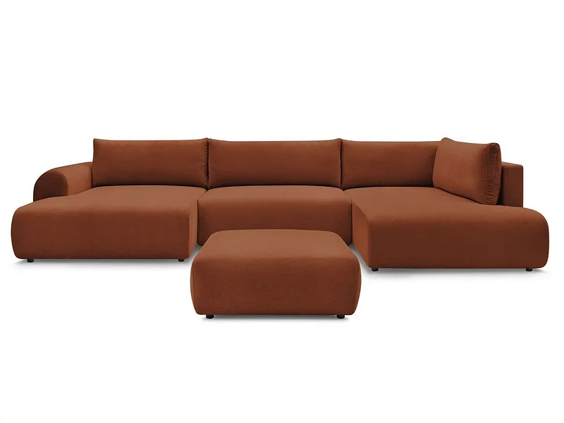 Panorama-Ecksofa mit Hocker BOBOCHIC LUCIEN Stoff orange