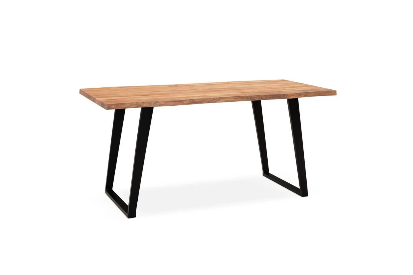 Matbord Wohnling Massivt trä med trädkanter, rektangulär, lantlig stil Svart, vinklad, 180x90 cm - Svart, vinklad, 180x90 cm