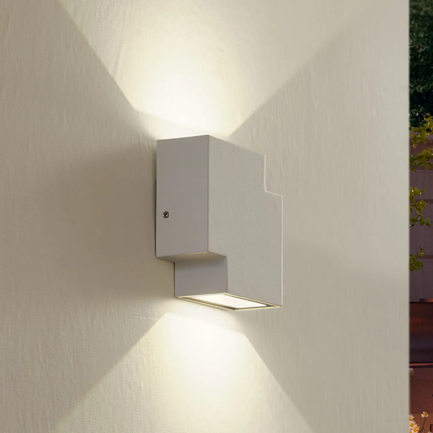 Fendir udendørs LED-væglampe, hvid, aluminium, 10,5 cm – Lindby - Terrasse - Moderne - Kantet