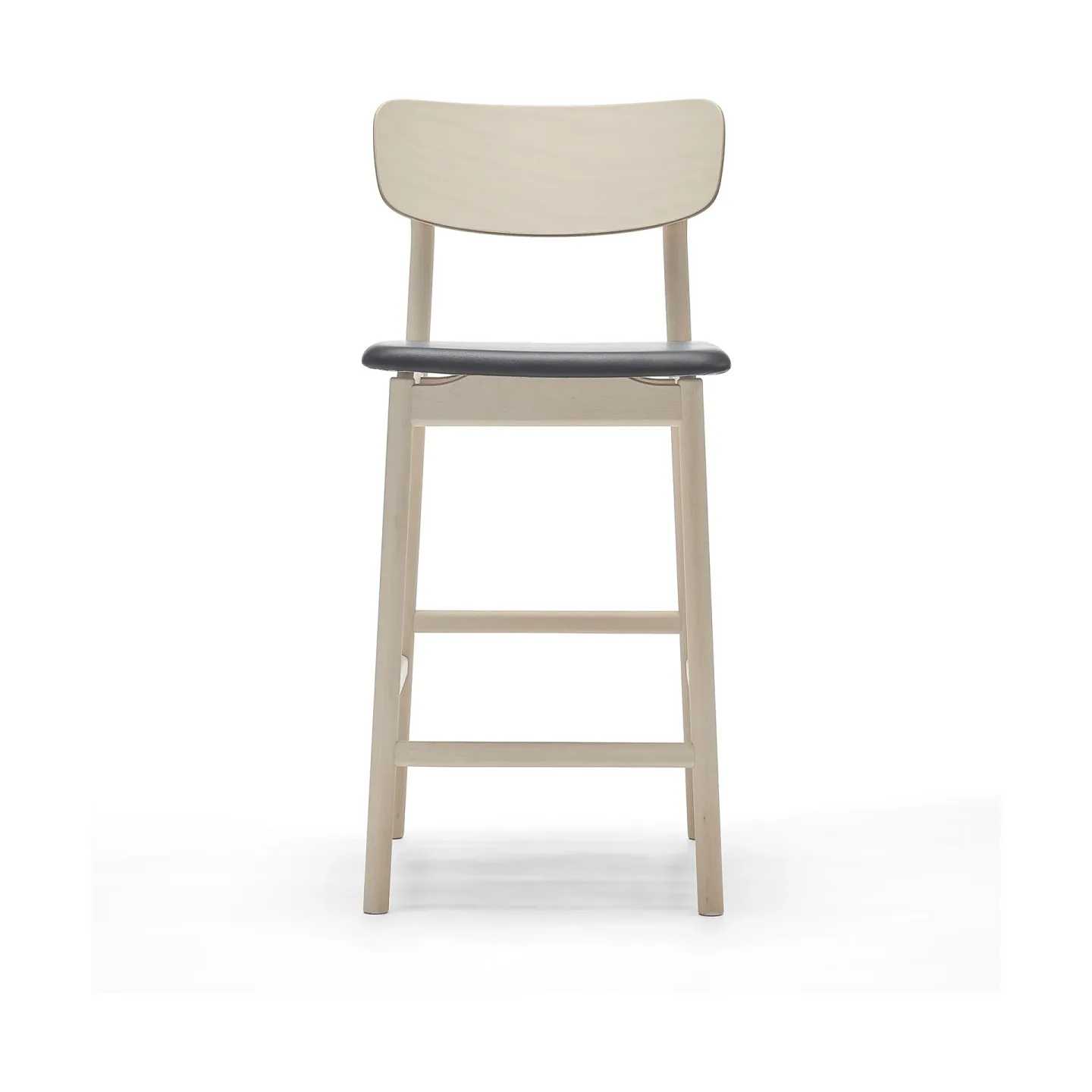 Stolab Prima Vista barstol Läder Elmosoft svart-ljust mattlackat björkstativ, 65 cm