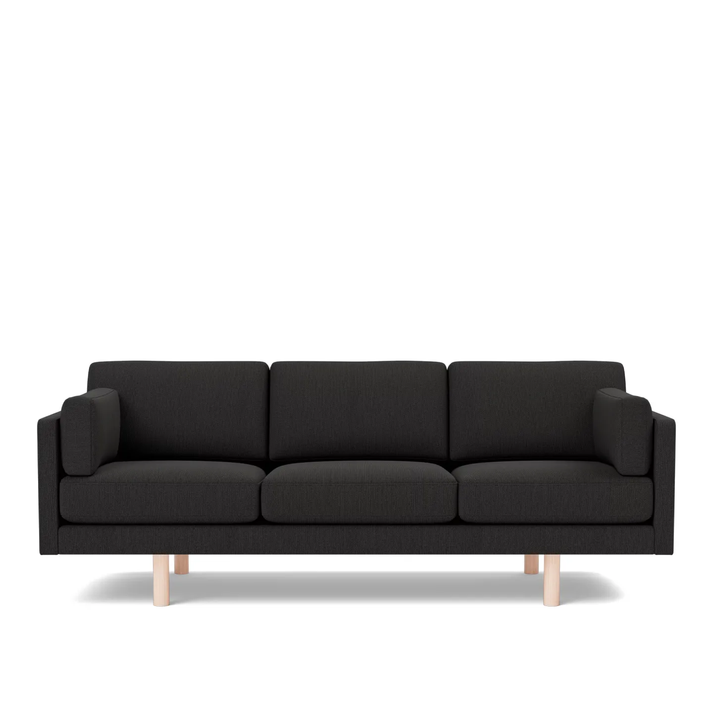 Fredericia Furniture - EJ220 Sofa - 3 seater - 212 cm - 3 cushions - Re-Wool 198 - Down wrap - without buttons - Oak soap treated - Soffor - Erik Jørgensen - Textilmaterial