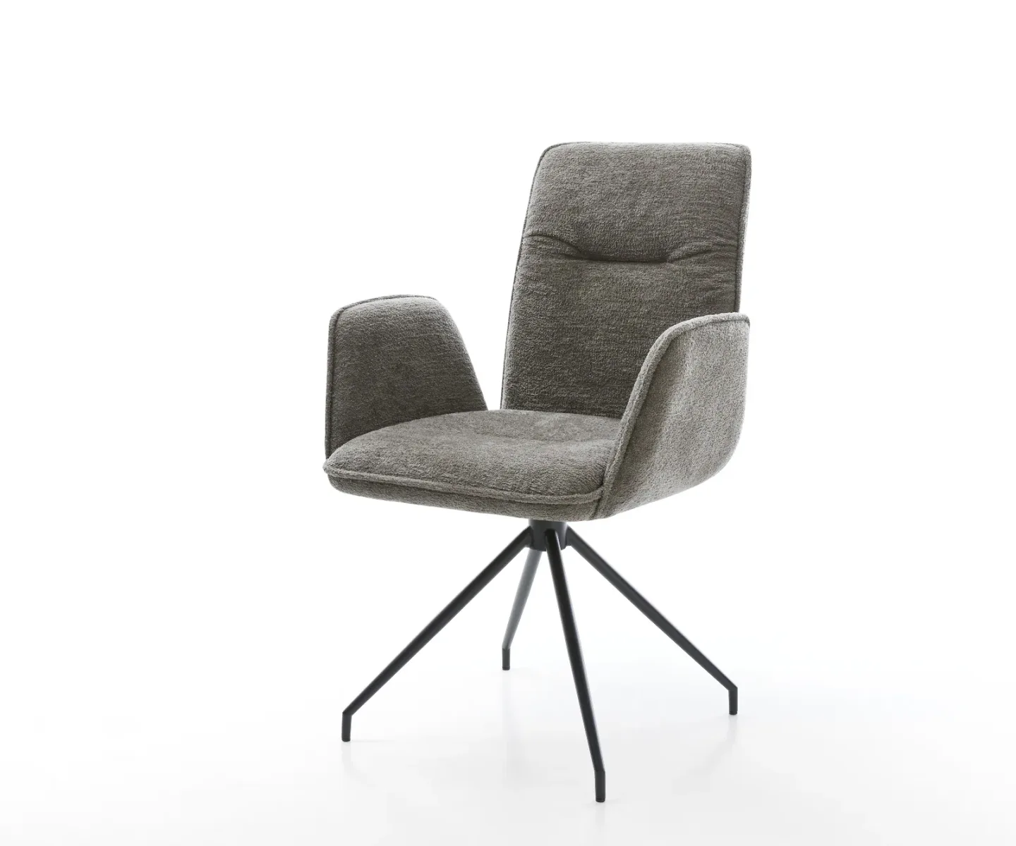 Drehstuhl Vinja-Flex Bouclé Soft Schlamm Kreuzgestell konisch Schwarz 180° drehbar