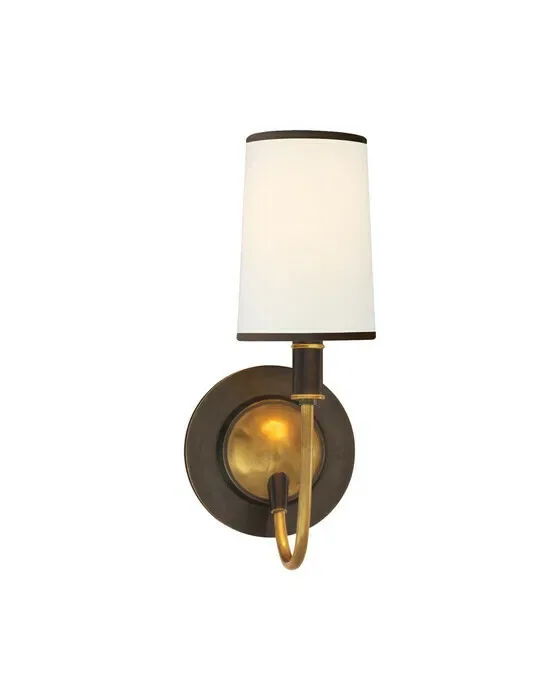 Elkins Sconce Bronze and Antique Brass/Linen