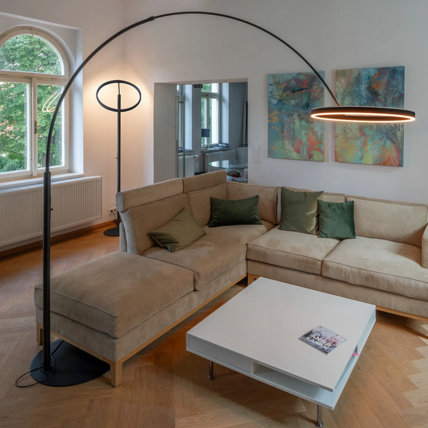 One Bow Stehleuchte 2700/3000K Black - SLV One Bow FL - Wohnzimmer - Modern - Metall - Mehrflammig