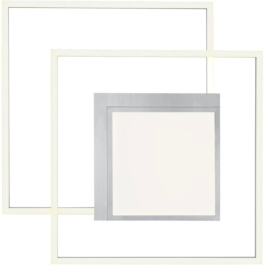 Deckenlampe Karo Silber Aluminium/Eisen 62 cm - Farbe: Aluminium matt - LED - Lichtfarbe: Extra warmweiss - Helles Neutralweiss - Deckenlampe- LED