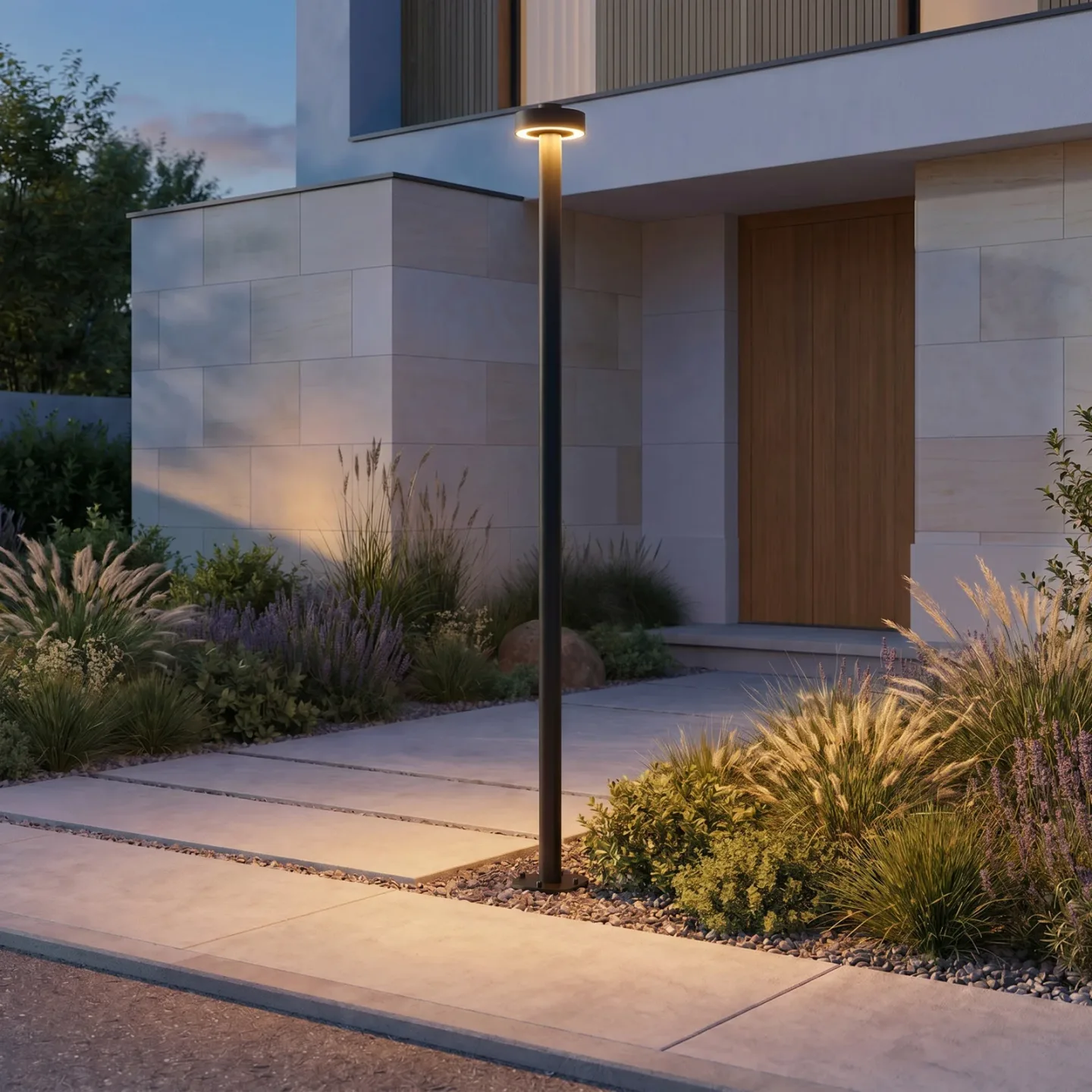 LED-udendørslampe Nirella, højde 200 cm, sort, metal, IP65, CCT – Lucande - Moderne - Med én lyskilde
