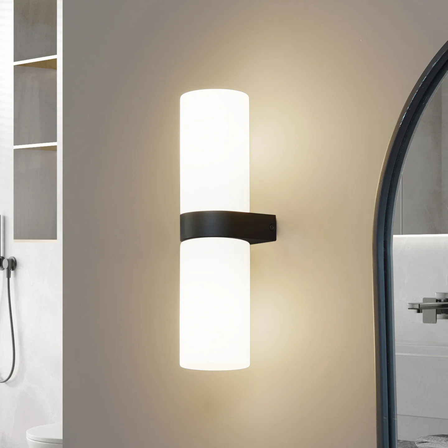 Basolo Wandleuchte H31,5 IP44 Schwarz - Lucande - Badezimmer - Modern - Mehrflammig