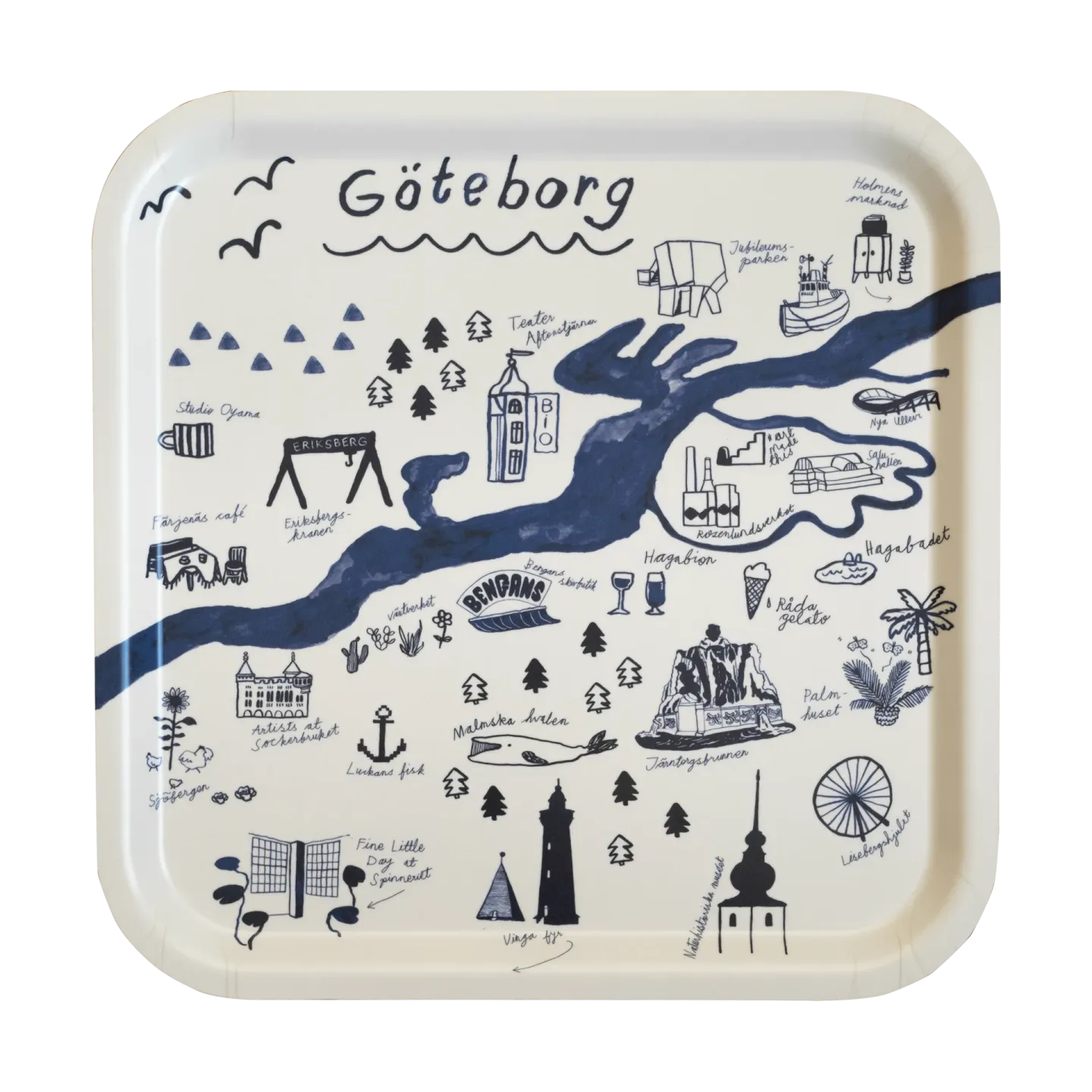 Fine Little Day Gothenburg Tablett 32 x 32cm White-Blue