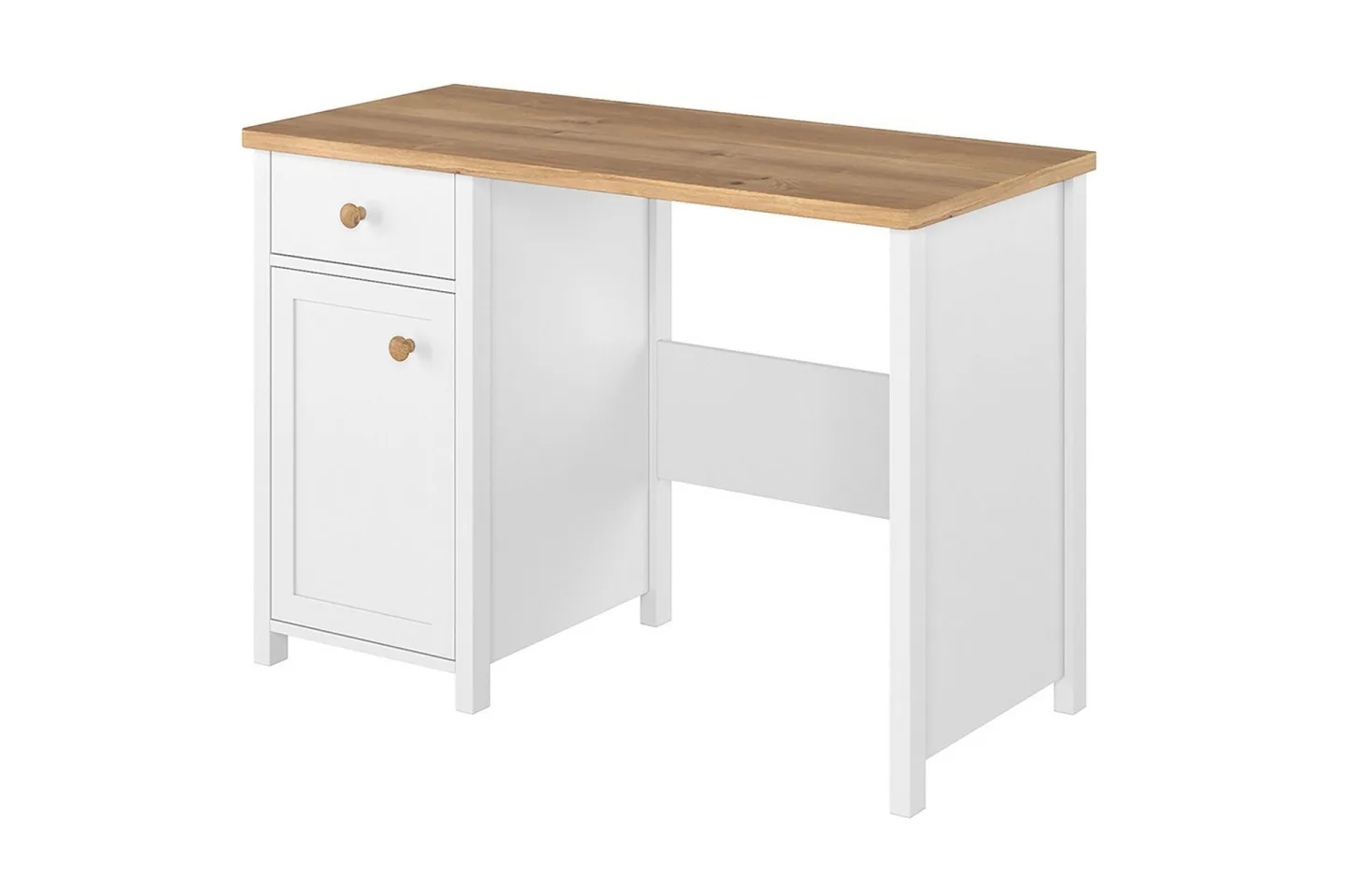 Bioley Skrivbord 110 cm med Förvaring Låda + Skåp - Beige/Vit