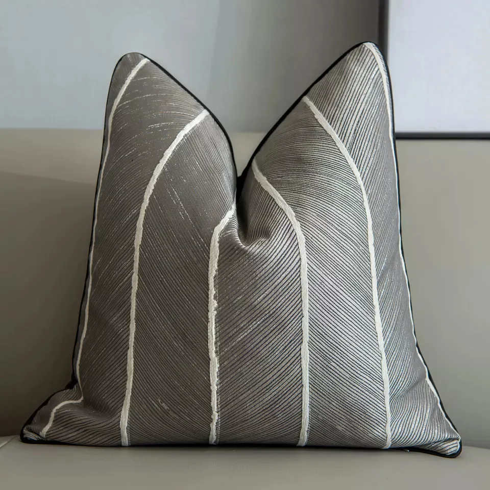 Putetrekk - Striped Design 45 x 45 cm (grå/hvit) (Size: 45 x 45 cm)