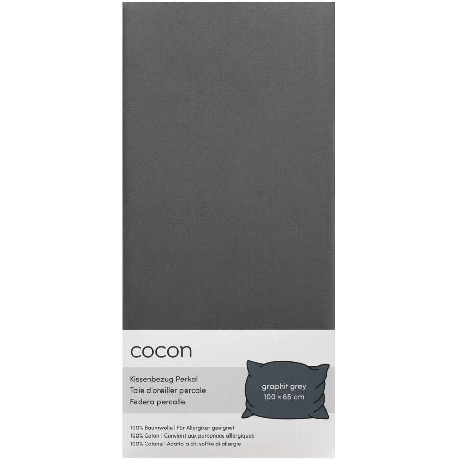 Kissenbezug COCON Graphit Baumwolle B 65 T 100 cm - Material: Perkal