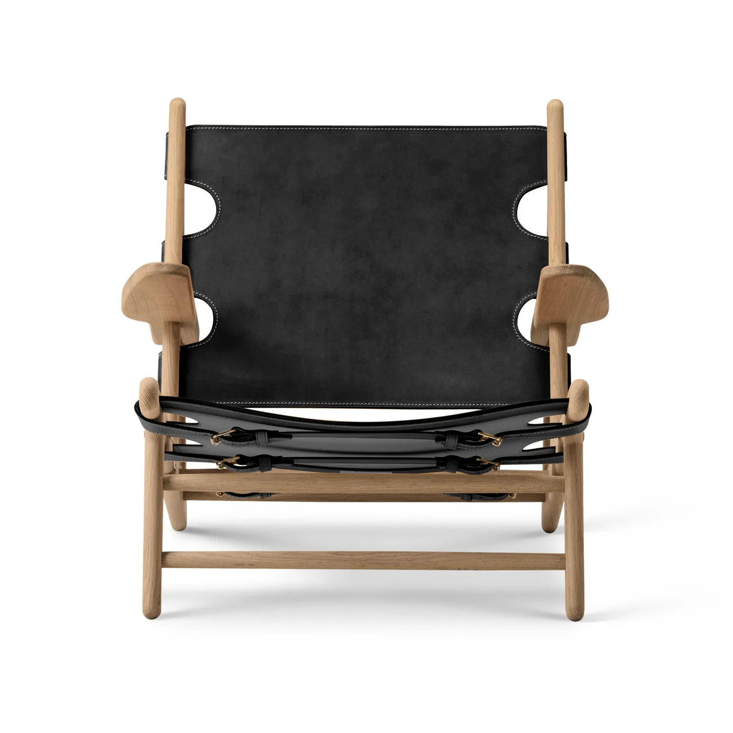 Fredericia Furniture - The Hunting Chair Oak oiled / Black leather - Fåtöljer - Børge Mogensen - Svart - Läder/Trä