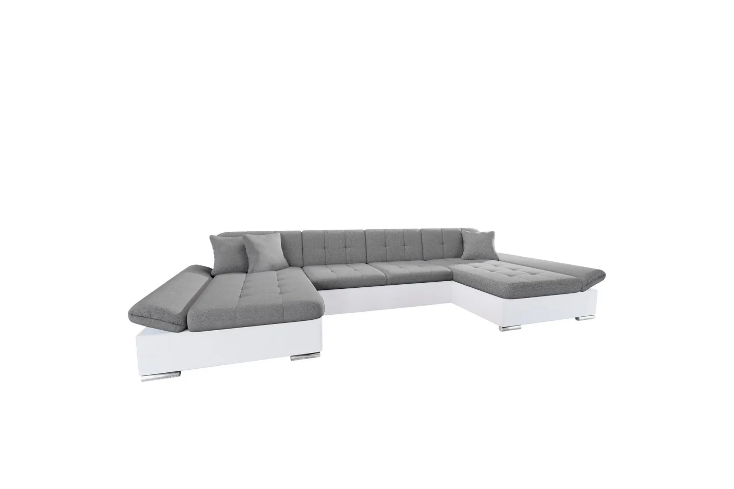 Dewitt Bäddsoffa Dubbelschäslong 4-sits i Konstläder - Vit/Grå
