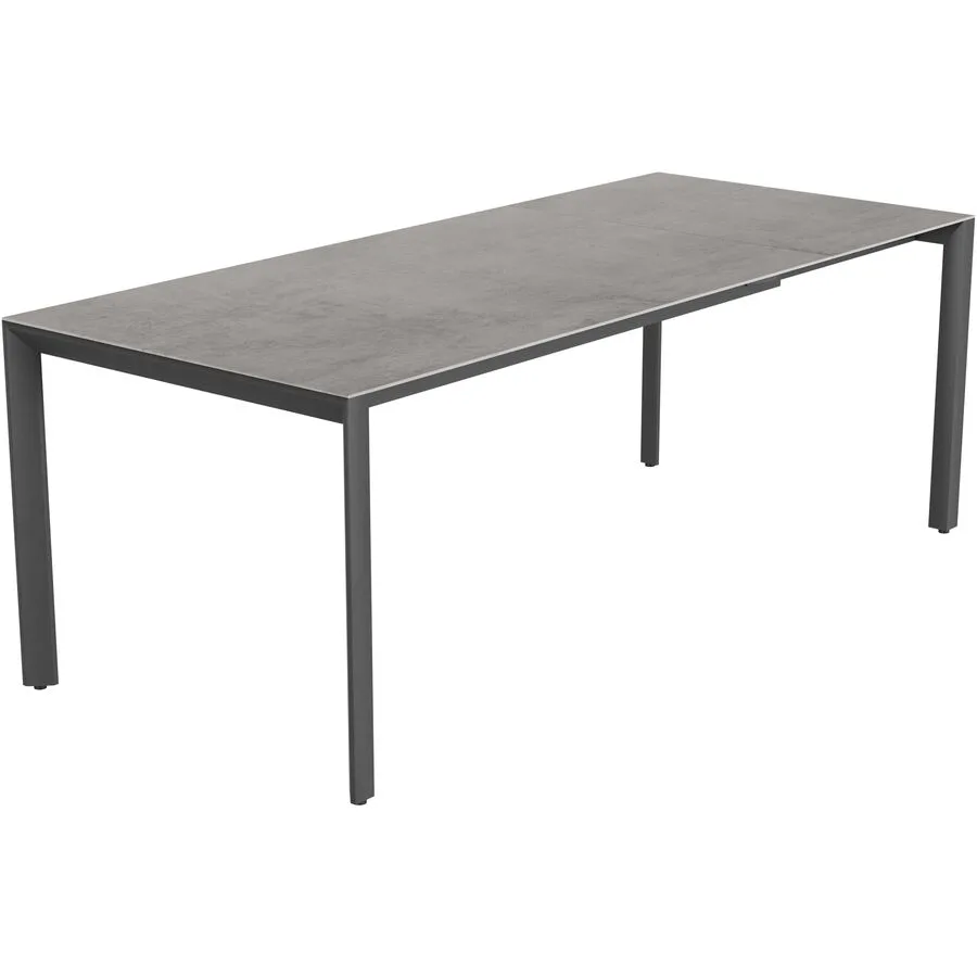 Gartentisch ausziehbar Tropea Schwarz matt / Kreta Mineralkeramik/Stahl pulverbeschichtet B 140 T 90 cm - Möbel Konfigurator: Traummöbel individuell
