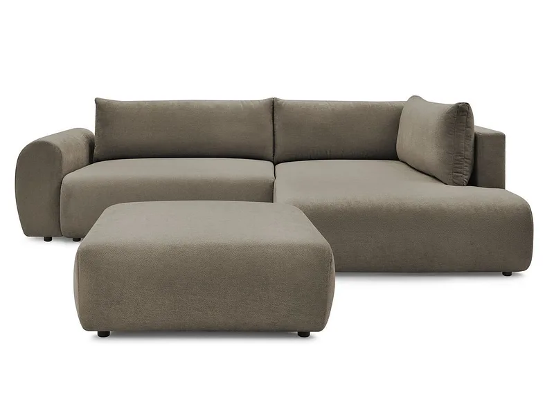 Ecksofa mit Hocker BOBOCHIC LUCIEN Stoff taupe