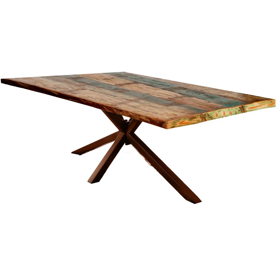 Esstisch Stella bunt Recycletes Holz Massivholz B 180 T 100 cm