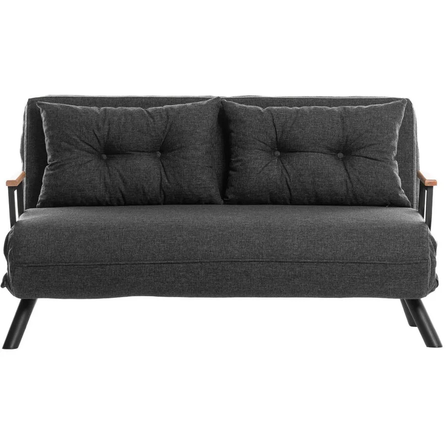 Bettsofa Foldbar dunkelgrau Leinen B 133 T 50 cm