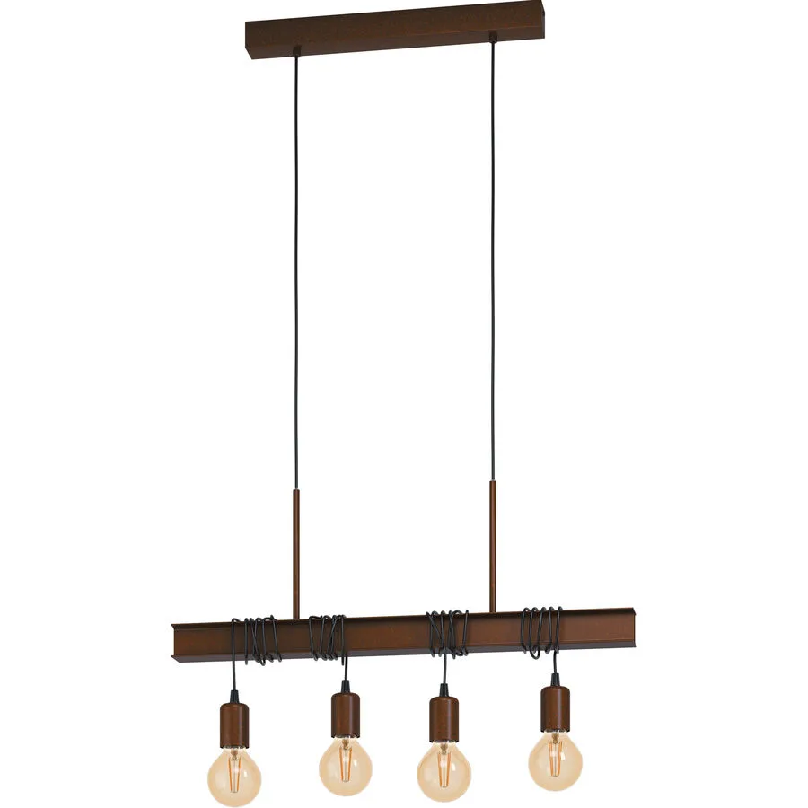 Eglo Pendellampe Townshend 4 Braun Stahl 14 cm 110 cm - Farbe: antikbraun