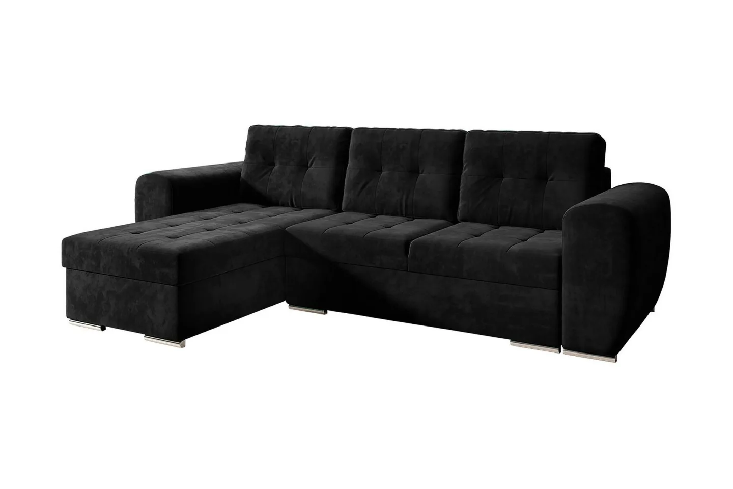 Bäddsoffa med divan - Svart