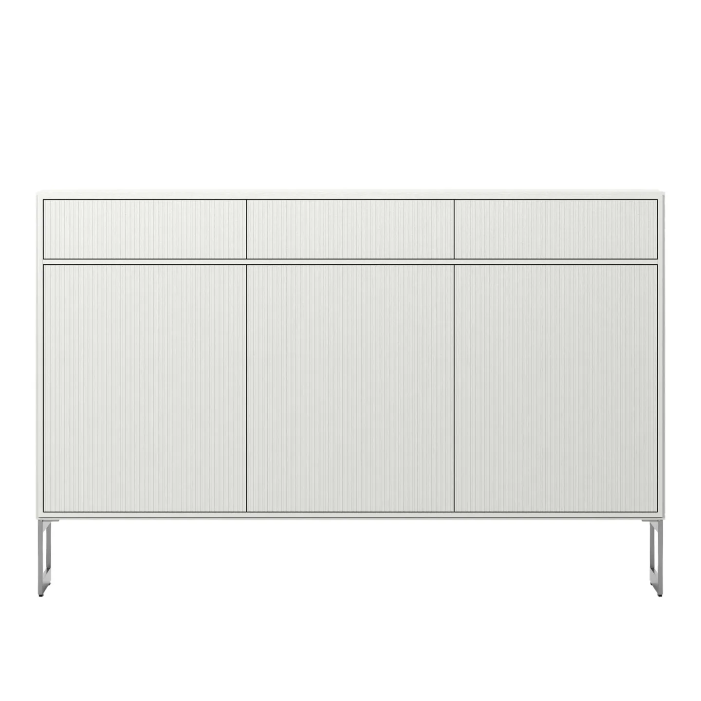 Englesson - Line skänk 3 dörrar hög vit med silvergå benställning - Skänkar och sideboards - Metall