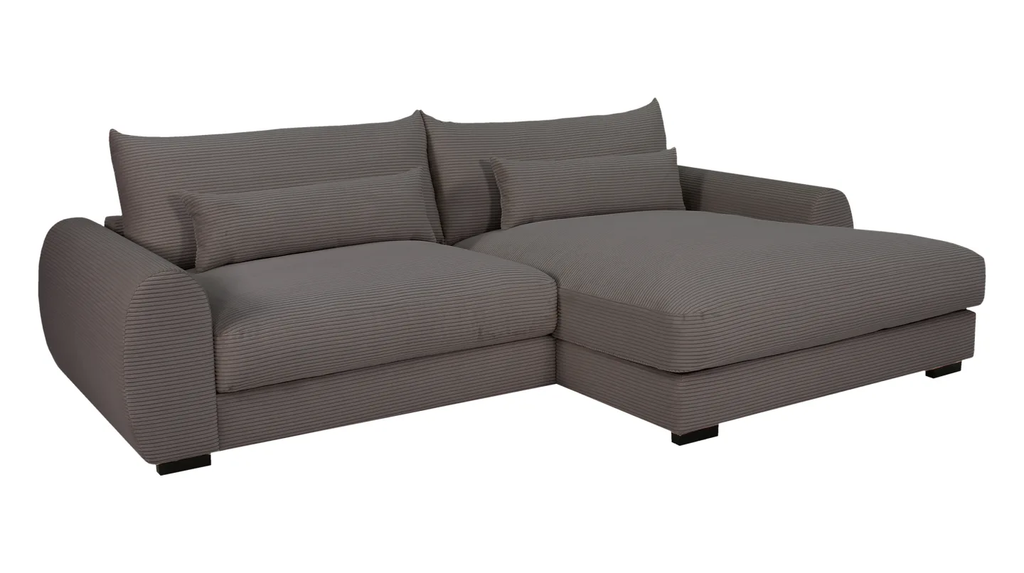 Ecksofa grau Cord 265 x 180 cm OT rechts - MARK