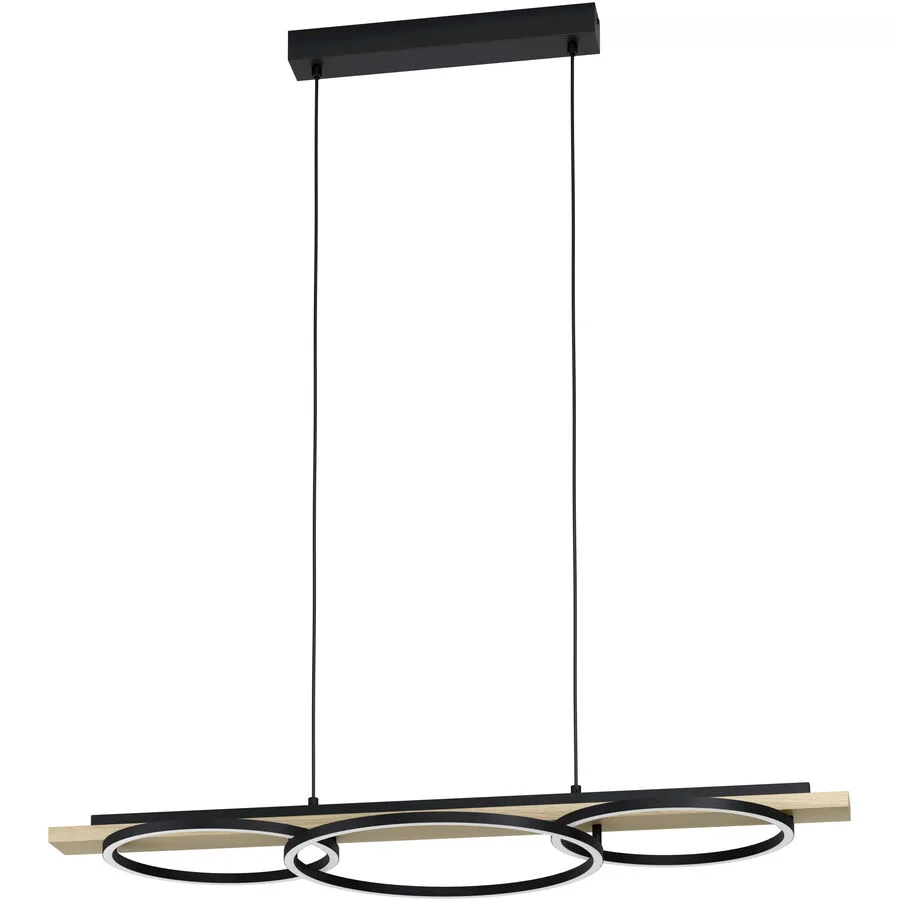 Eglo Pendellampe Boyal Braun/Schwarz Stahl/Holz 40 cm 110 cm - Material: Holz/Stahl - LED - Lichtfarbe: Warmweiss - LED Energiesparlampen