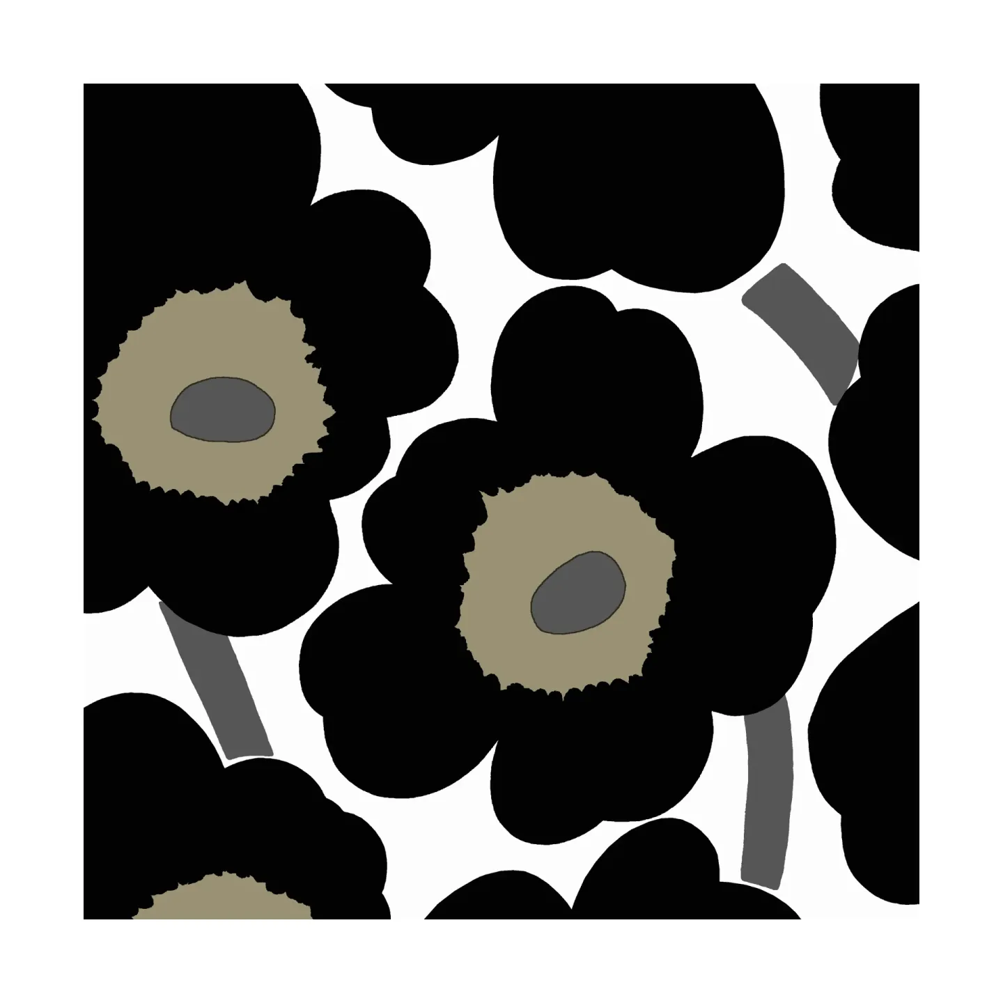 Marimekko Unikko Serviette 33x33cm 20er Pack Black-White