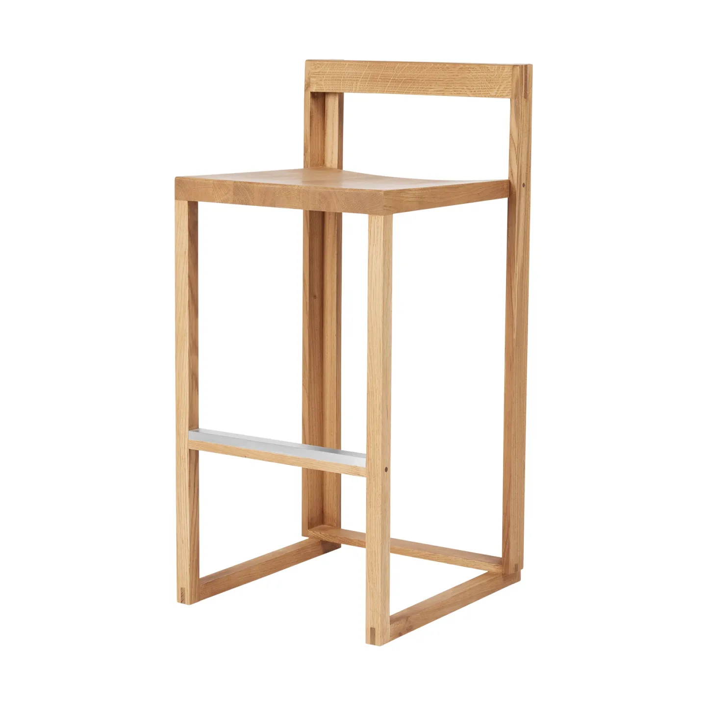 Kristina Dam Studio Outline Barhocker 75 cm Warm lackierte Eiche-gebürsteter Stahl