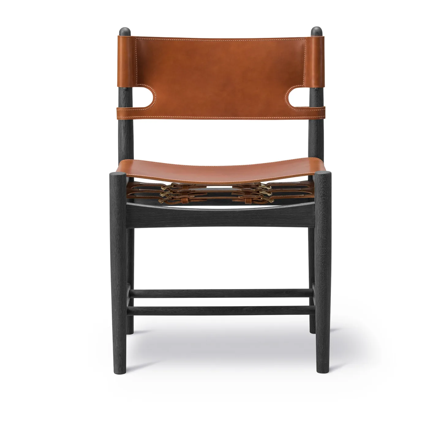 Fredericia Furniture - The Spanish Dining Chair Svartlackad ek / Cognac läder - Matstolar - Børge Mogensen - Brun,Svart - Läder/Trä