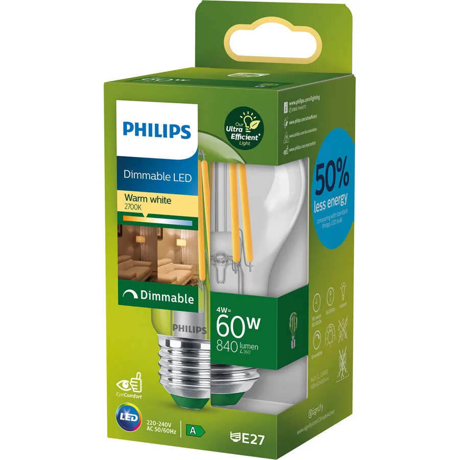 Leuchtmittel Philips Kunststoff E27 4 W - Farbe: klar - LED - Lichtfarbe: Extra warmweiss