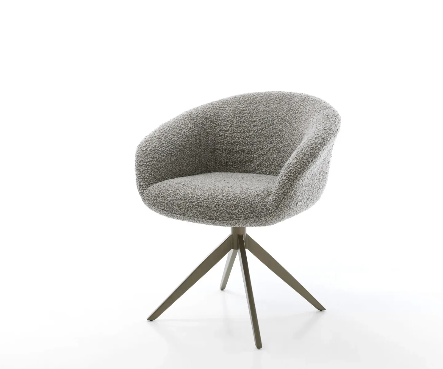 Drehstuhl Vinka-Flex mit Armlehnen Bouclé Silbergrau Kreuzgestell breit Effektfinish Titan 360° drehbar Wippfunktion Taschenfederkern