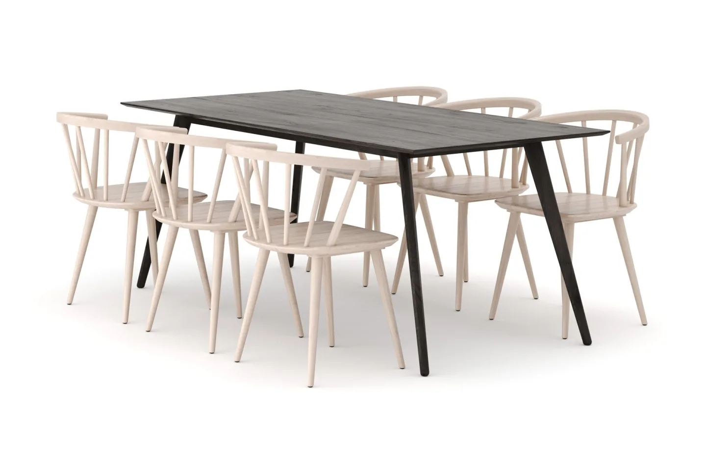 Tyrö Matgrupp med 6 st Tyrö Karmstolar - Smoked Oak/Whitewash