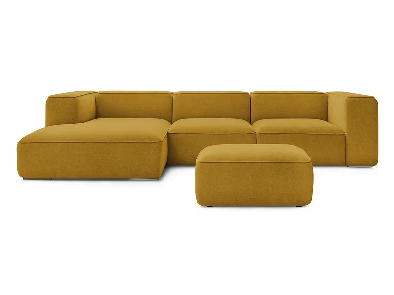 Ecksofa mit Hocker BOBOCHIC ZEPHYR Stoff mit Textur gelb