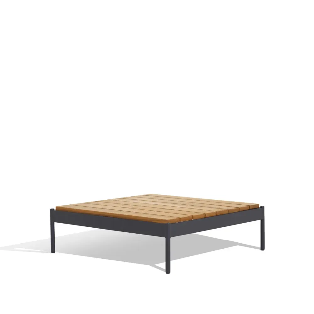 Skargaarden Lidö Couchtisch Teak, dunkelgrauer Aluminiumrahmen