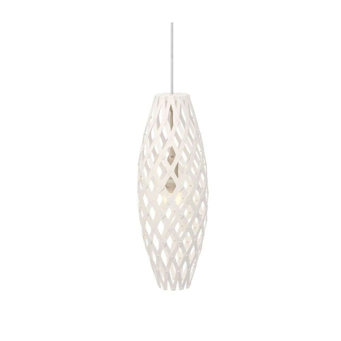 Hinaki Pendelleuchte H50 Weiß 2 Seiter - David Trubridge - Wohnzimmer - Bambus