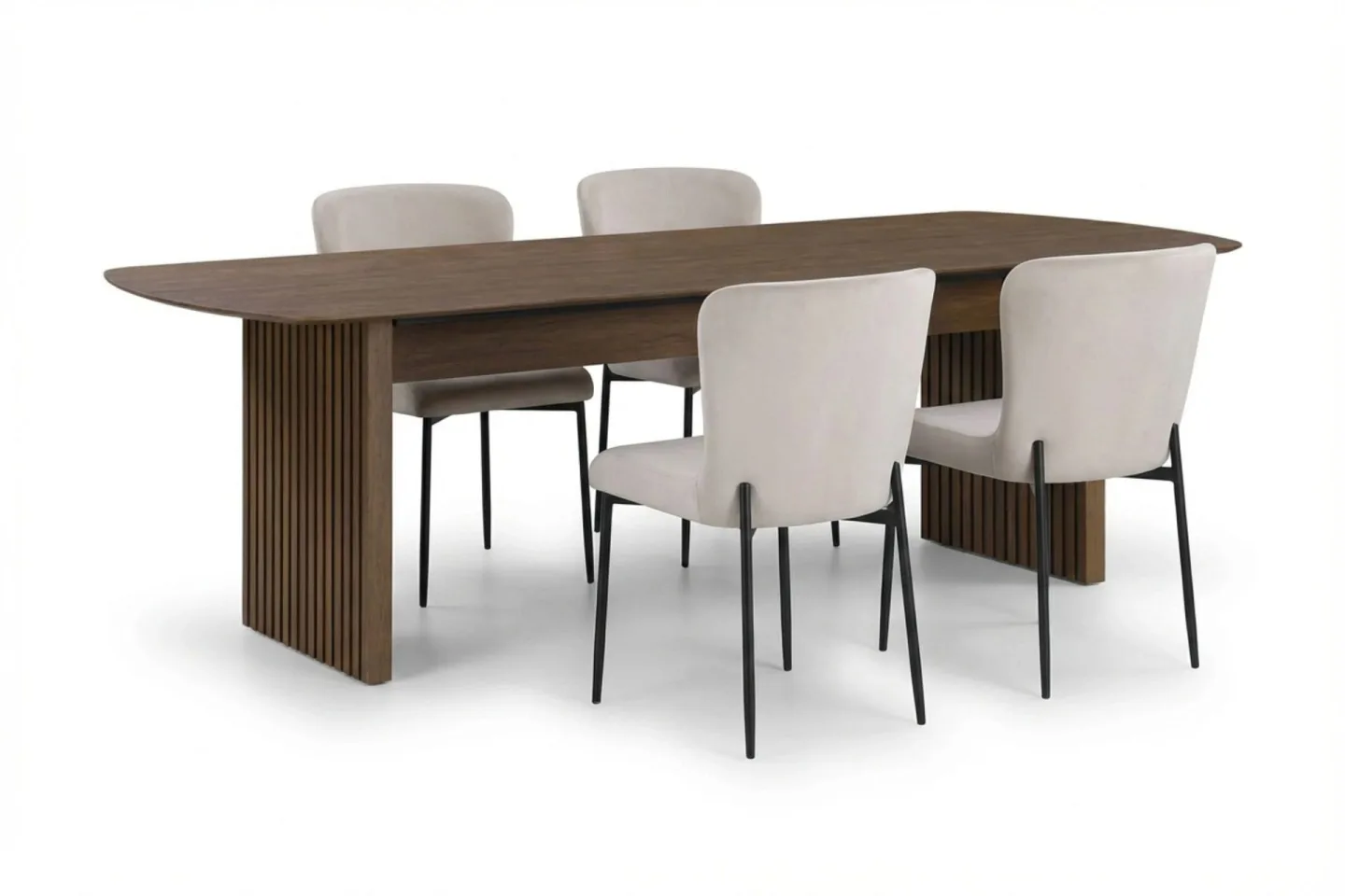 Richeto Matgrupp Rökt Ek 180 cm med 4 Elsie Matstolar - Rökt ek/Beige
