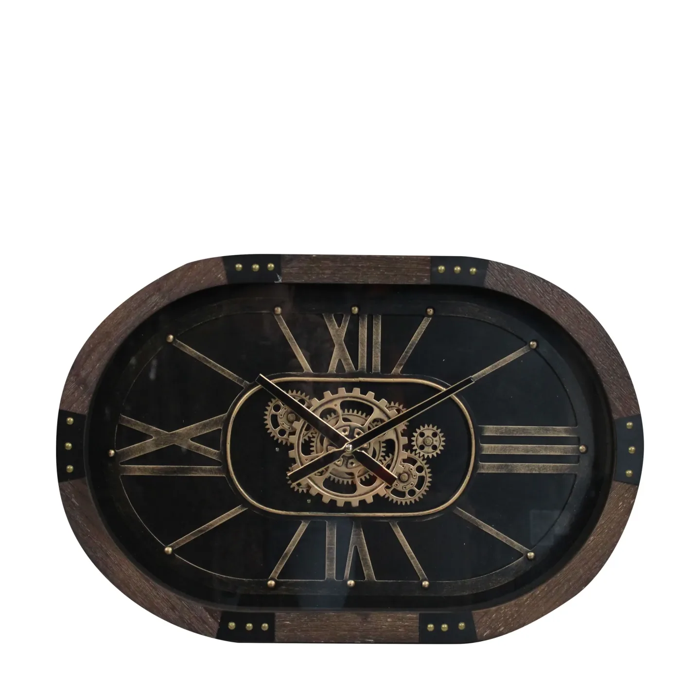 Decofinder Uhr Oval, Braun/gold | Schubiger Möbel
