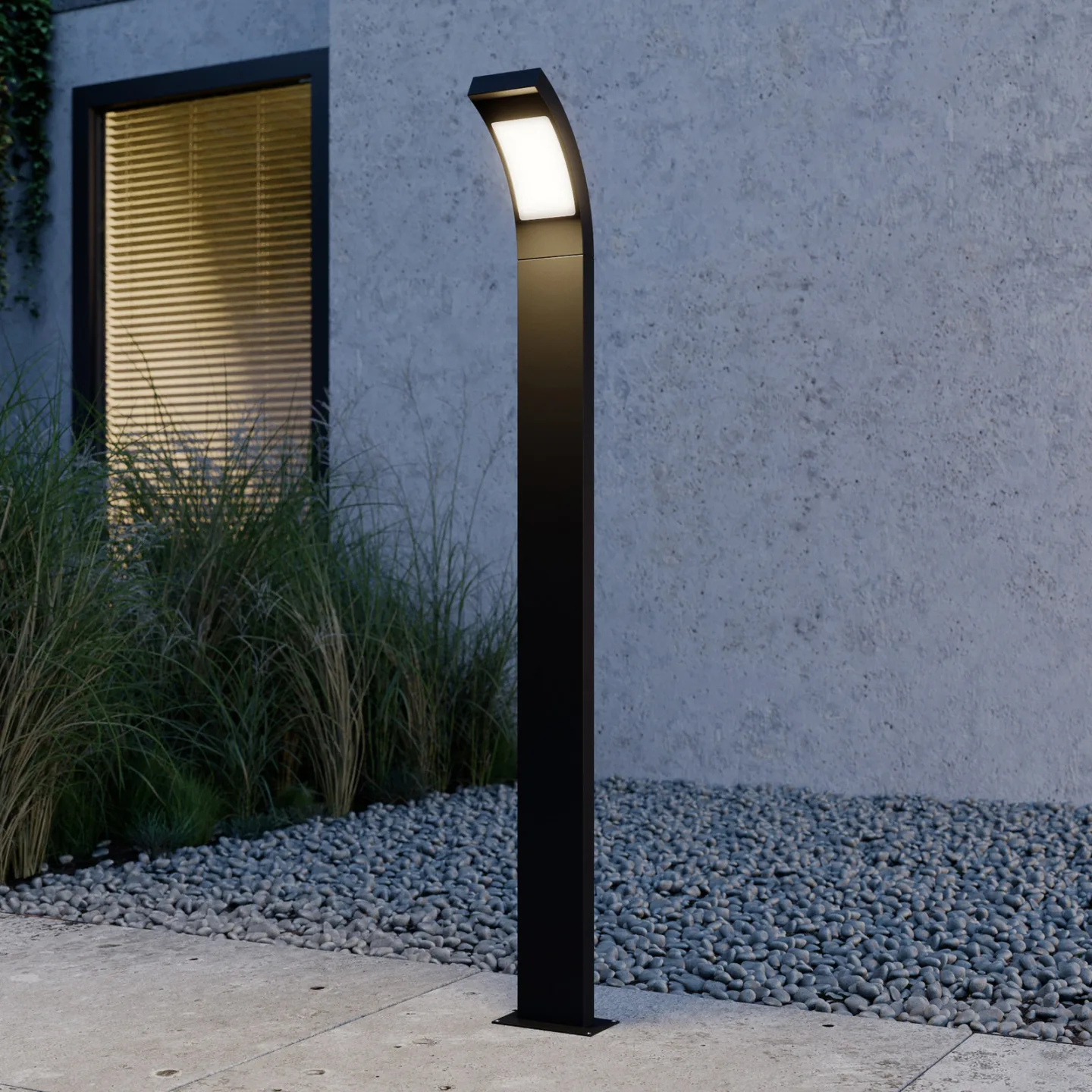 Juvia Außen Gartenleuchte H100 Graphite/Opal - Lucande - Balkon - Modern - Aluminium - Einflammig