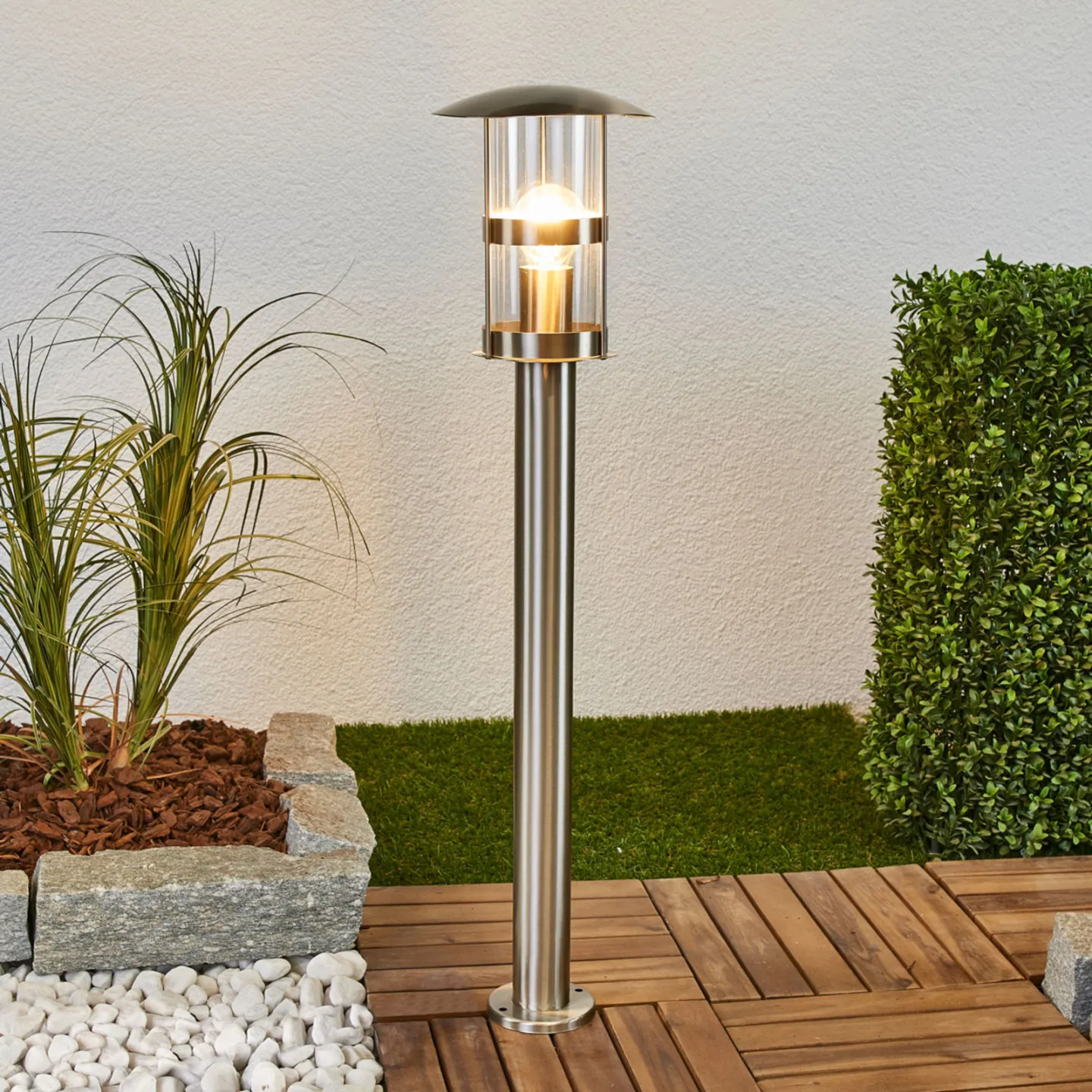 Noemi Gartenleuchte H80 Stainless Steel - Lindby - Terrasse - Modern - Metall - Einflammig