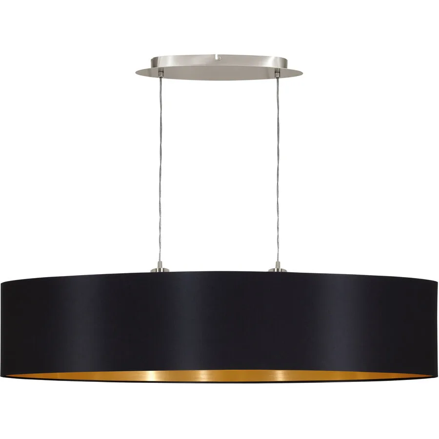 Pendellampe Maserlo Gold/Schwarz Stahl/Stoff 100 cm 110 cm - Farbe: schwarz-gold