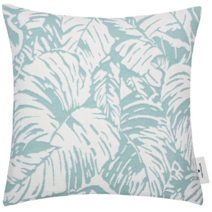 Tom Tailor Zierkissenbezug Highlighted Leaves Aqua Baumwolle B 40 T 40 cm