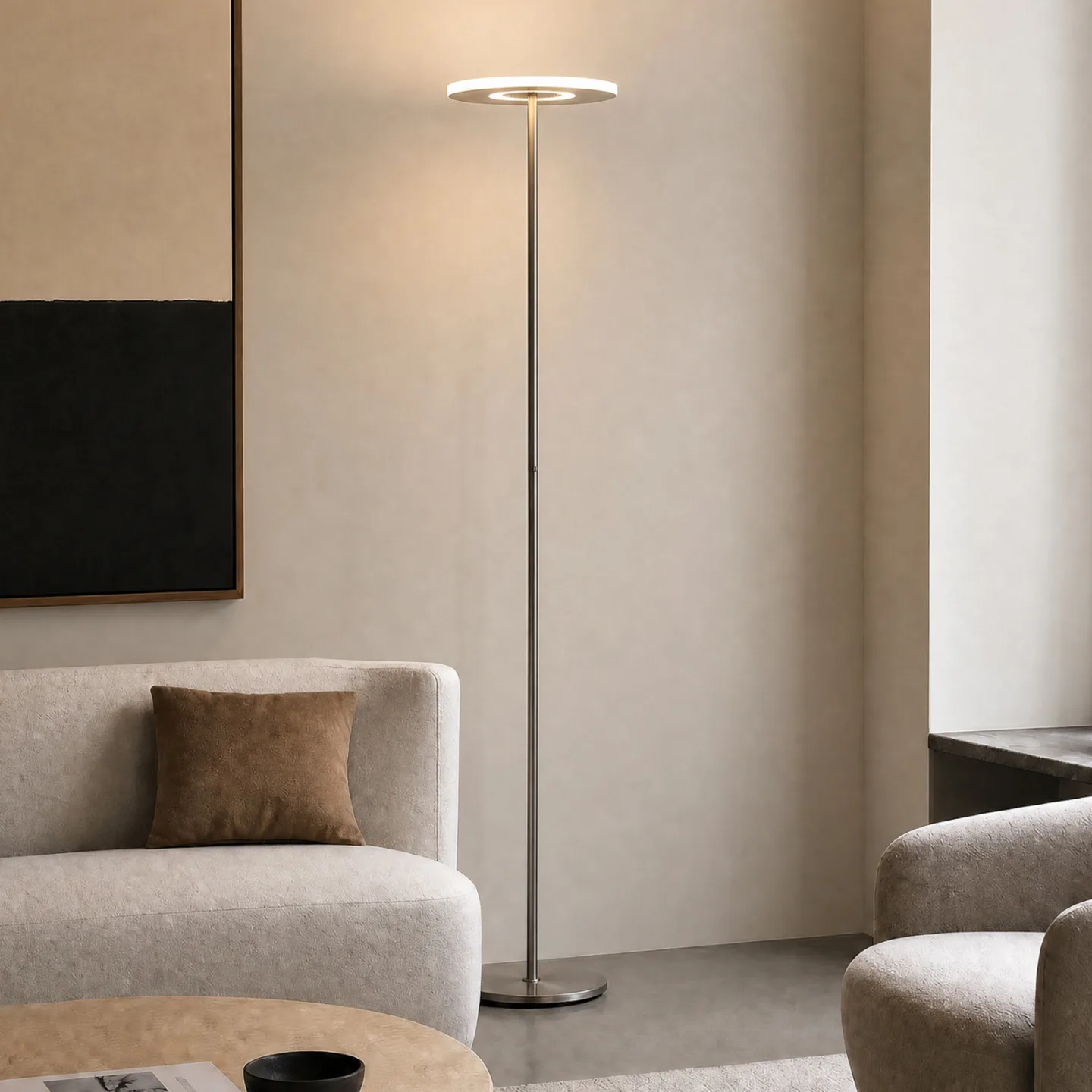 Raymond LED-gulvlampe, 180 cm, titanfarvet, metal, CCT – Lucande - Stue - Moderne - Med én lyskilde