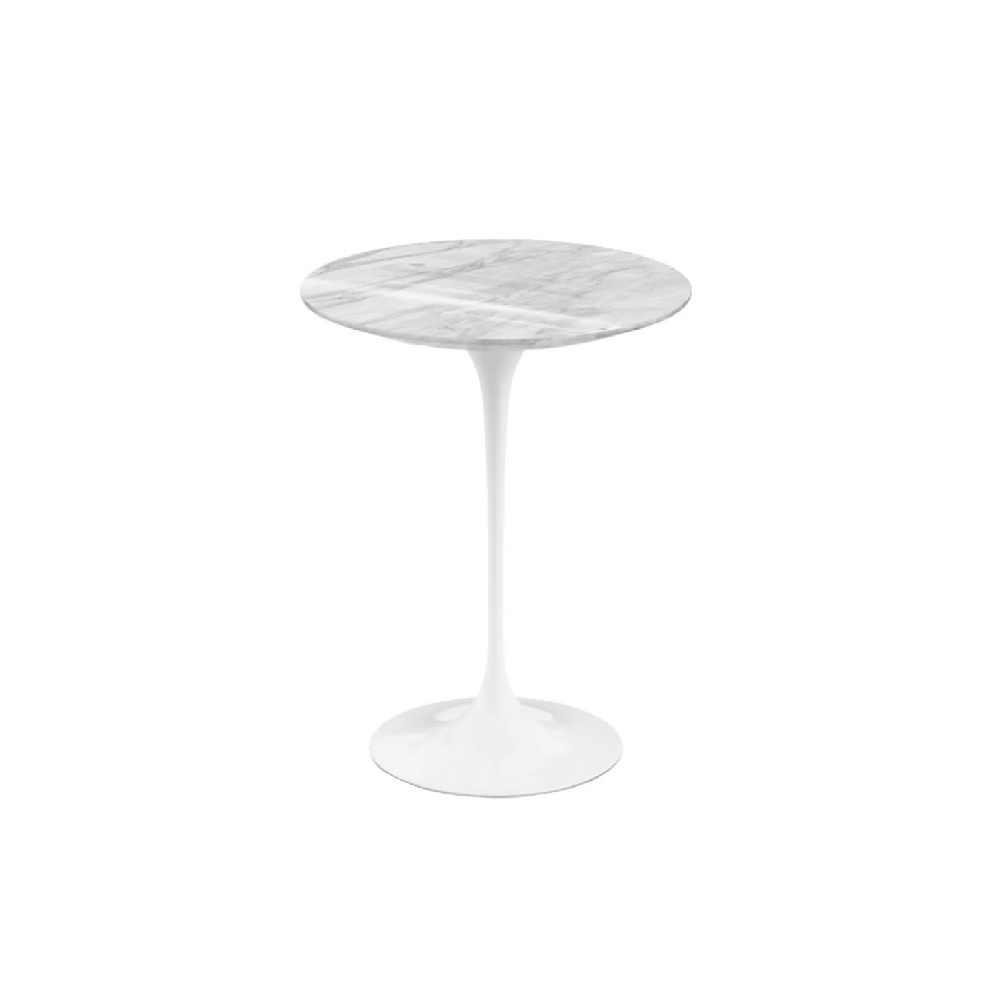 Knoll - Saarinen Round Table - Småbord, Vitt underrede, skiva i glansig Statuarietto marmor, Ø 41 - Sidobord - Eero Saarinen