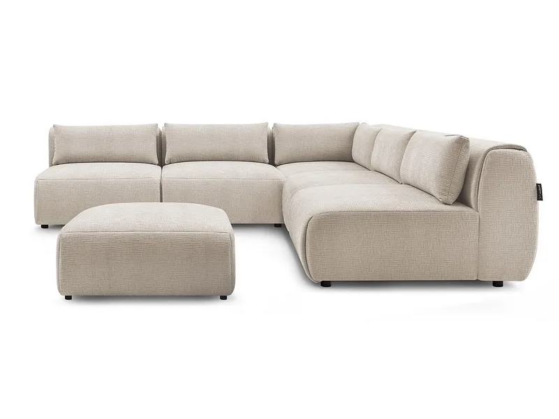 Ecksofa mit Hocker BOBOCHIC JEANNE Stoff mit Textur beige