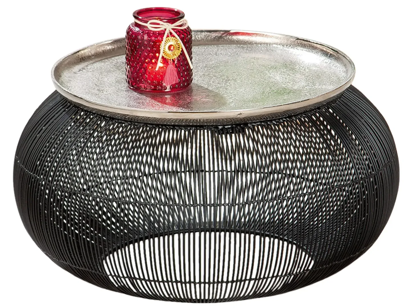 Gilde Salontisch Puntual Schwarz Silber H: 28 cm Grau | Schubiger Möbel